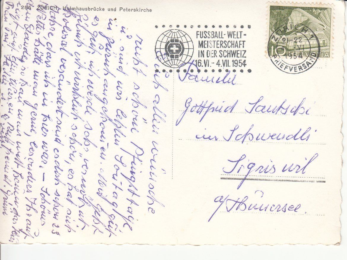 Cartoline postali: Zürich 1954 – Usato da Bürglen TG venduto da StampGraf 1