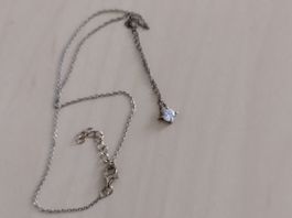 ZARTE HALSKETTE MIT ZIRKONIA ANHÄNGER SILBER 925