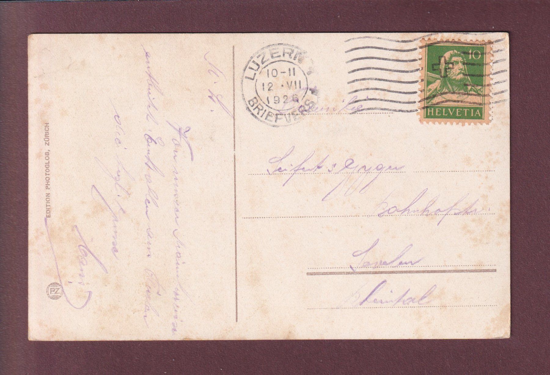 Cartoline postali: RÜTLI - Mythen - 1926 – Usato da Pully venduto da nicecards 1