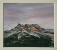 Les Dents du Midi -Tableau Pastel sec sur papier 22,5 x 23cm