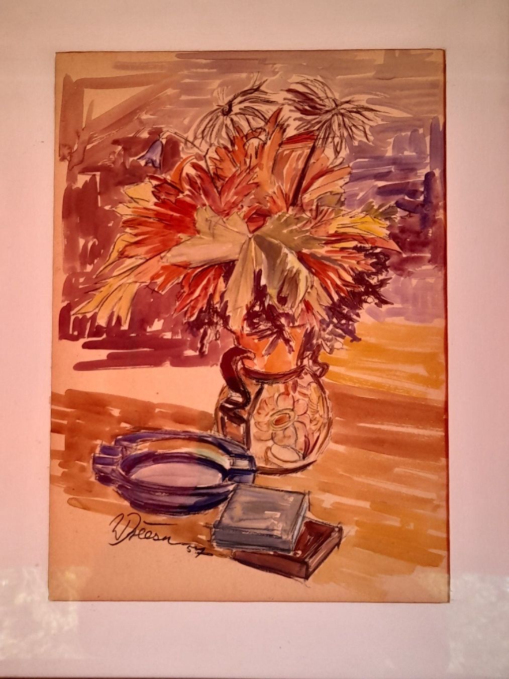 Gemälde: Willi Dreesen Brig " Blumen-Stillleben 1957 " – Gebraucht aus Thun von Treff.....e 3
