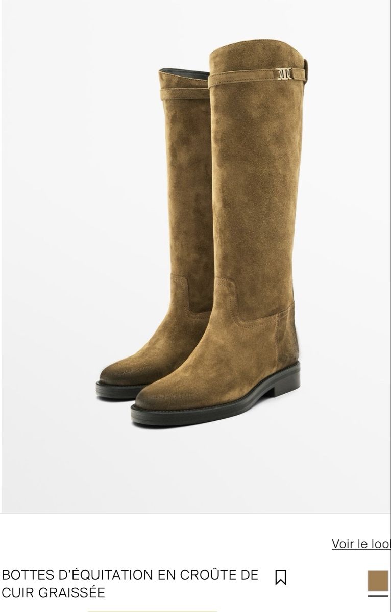 Massimo Dutti Damenschuhe: Bottes cavalières Massimo Dutti en cuir suédé – Neu und originalverpackt aus Nyon von ikel78