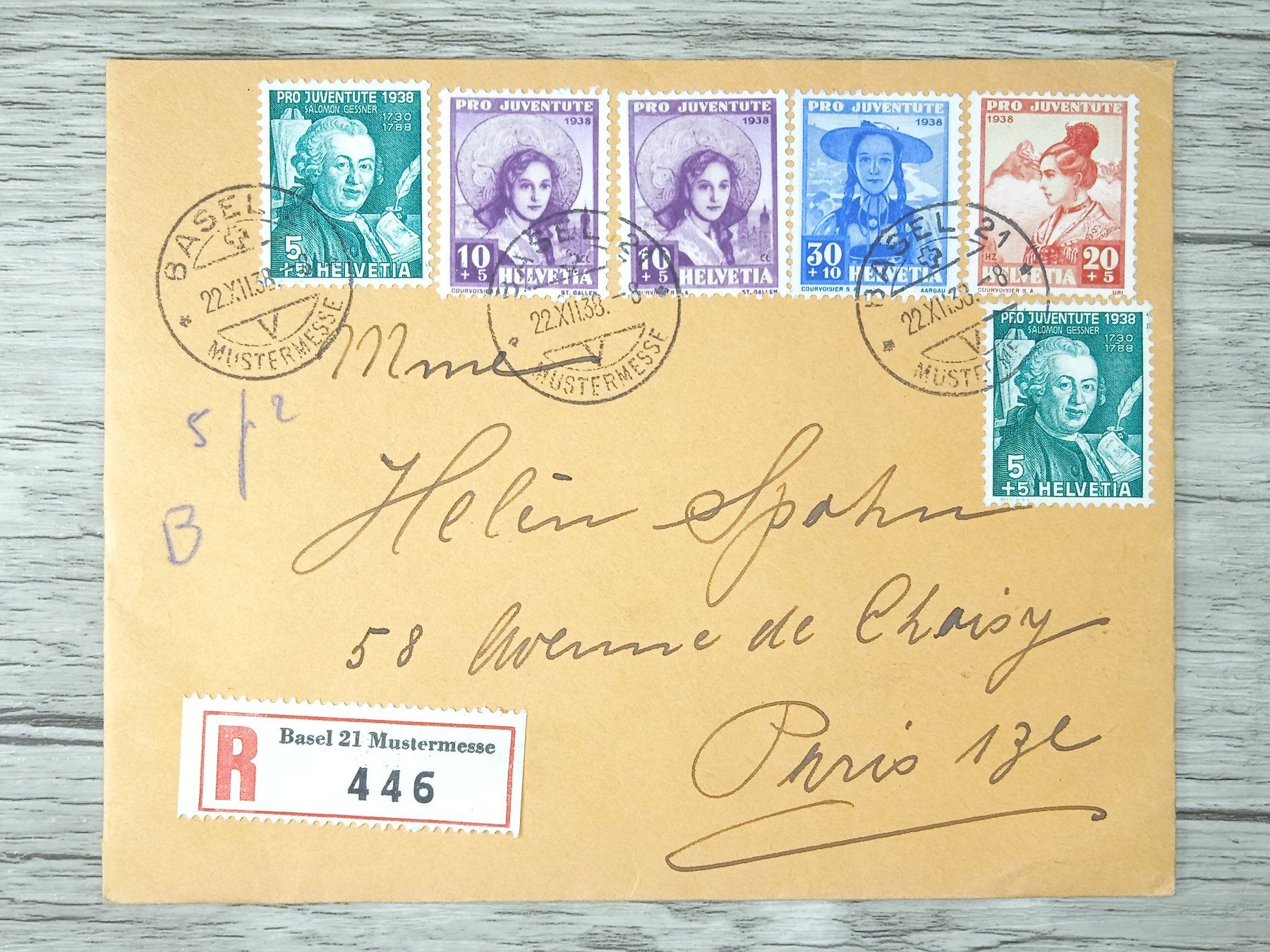 Alle Briefmarken: TR09 Enveloppe + Timbre Suisse 1938 – Gebraucht aus Cousset von Patrick_Collections