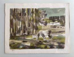 Litho signée Jean Cornu paysage Jura Neuchatel