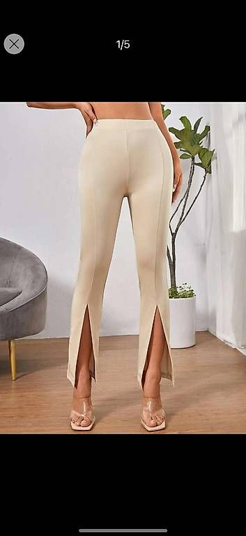 Hosen: Beige Stoffhose mit Schlitz, Gr. S – Gebraucht aus Thun von tat_wg9t 2