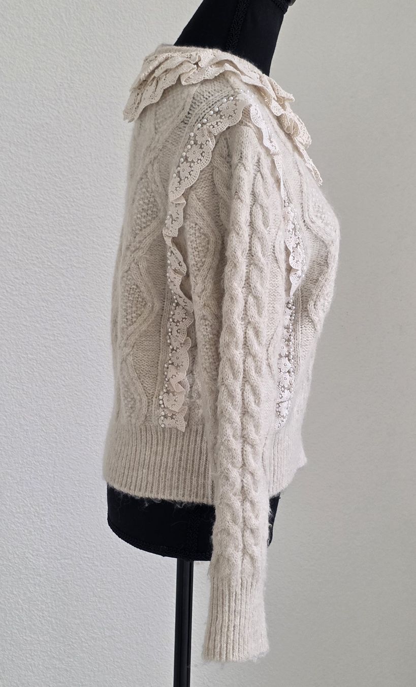 Zara Maglioni & Felpe: Zara Pullover Strick mit Spitze Perlen beige Grösse S – Nuovo (secondo la descrizione) da Rheinsulz venduto da Gilea 2