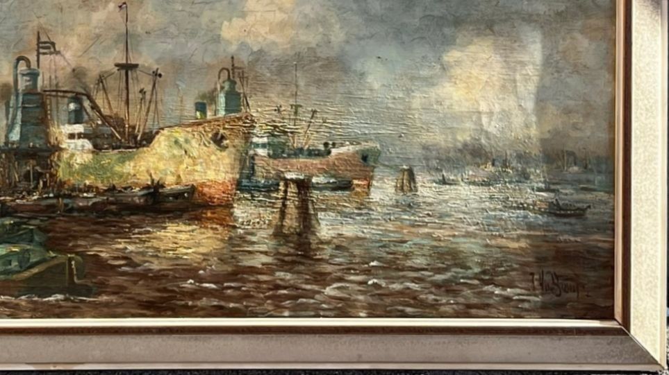 Dipinti: Ölgemälde "Rotterdamer Hafen" von Jan van Delden? – Usato da Bern venduto da Yunkom 4