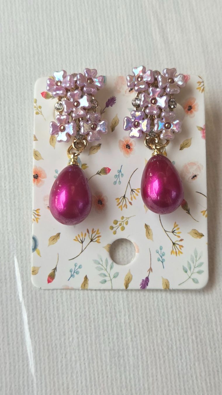 Orecchini pendenti & Orecchini a lobo: Ohrclips Modeschmuck Perlen Style Pink Magenta – Usato da Weggis venduto da Leeclipse