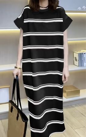 Chic Abito lungo di cotone-tg S/M-nuovo-per primavera 👍