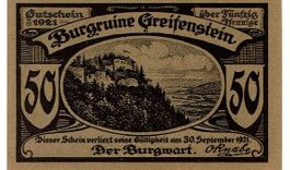 Greifenstein 50 Pfennige 30.09.1921 VZ+ Variante 4