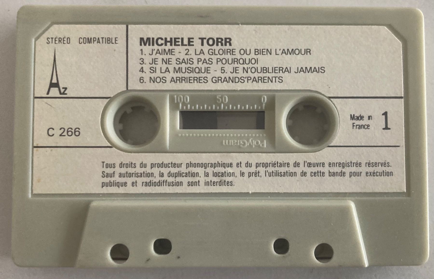 Musicassette: MICHELE TORR - J'AIME – Usato da Poliez-Pittet venduto da Newtown-Records 2