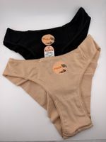 Damen Slips Modal Gr. M, Beige und Schwarz, 2 St.