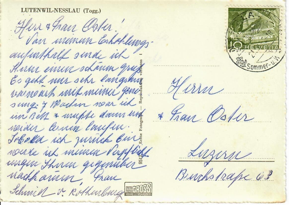 Cartoline postali: Lutenwil - Nesslau – Usato da Hochdorf venduto da Ziegel-16 1