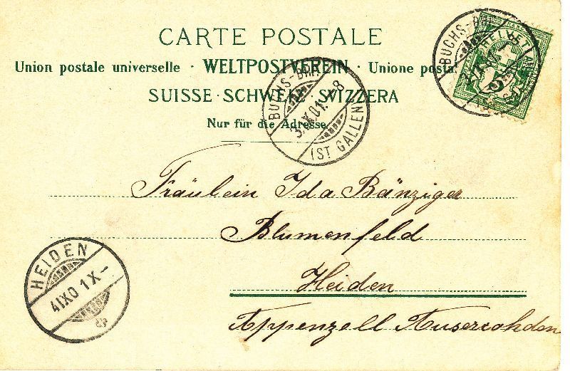 Cartoline postali: Buchs - Werderberger See + 1901 – Usato da Emmenbrücke venduto da teestube 1