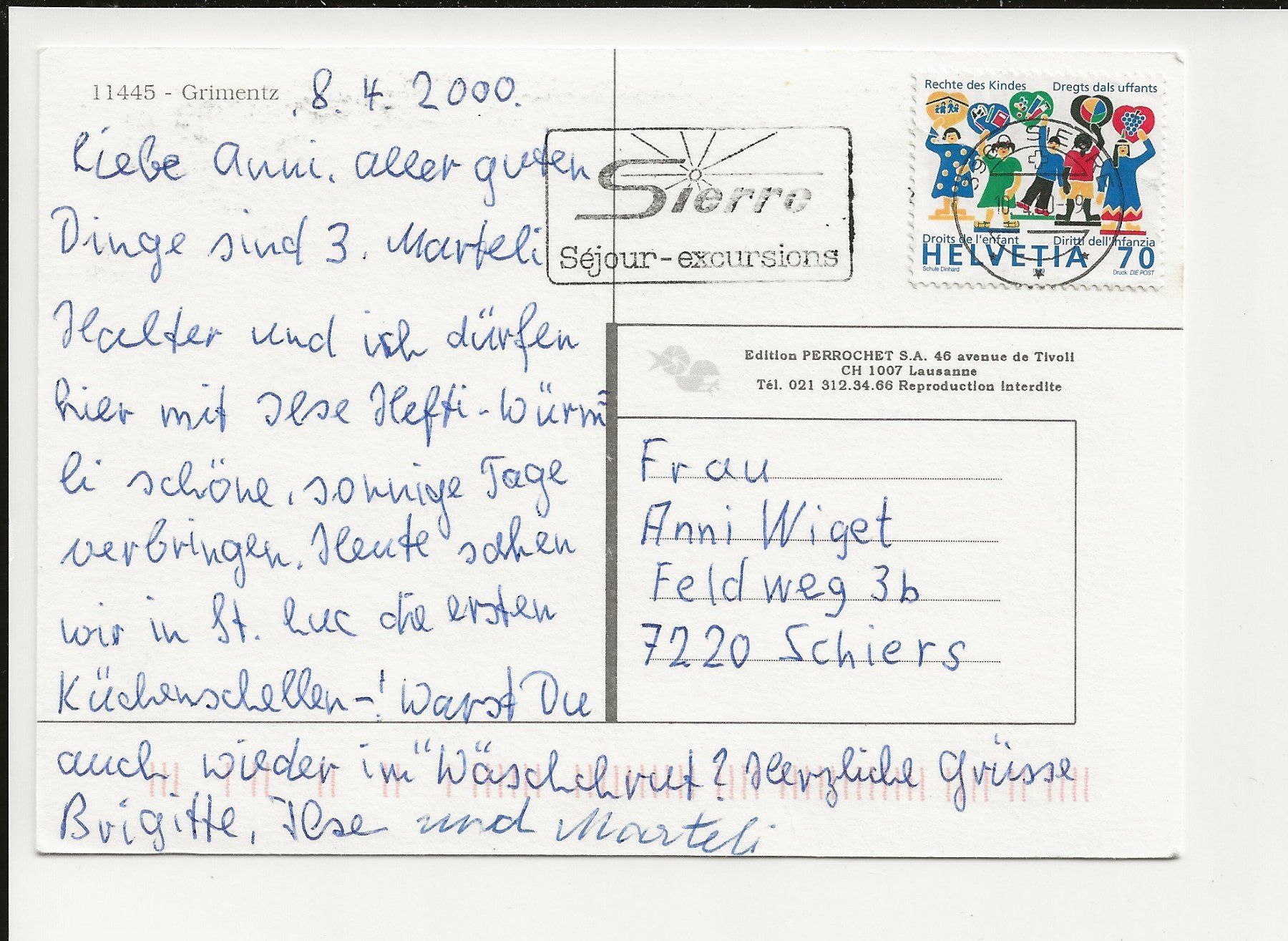 Cartoline postali: AK 2000 Grimentz Valais – Usato da Greifensee venduto da 315WDO 1