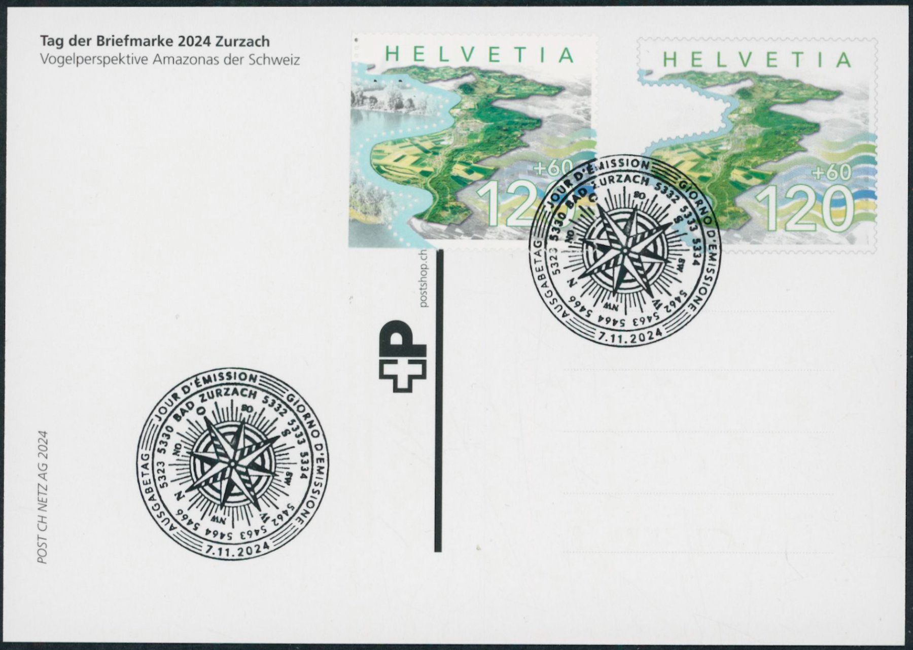 Tutti i francobolli: 2024 - Tag der Briefmarke - Blockausschnitt - Combo Karte ET – Usato da Schindellegi venduto da stationary