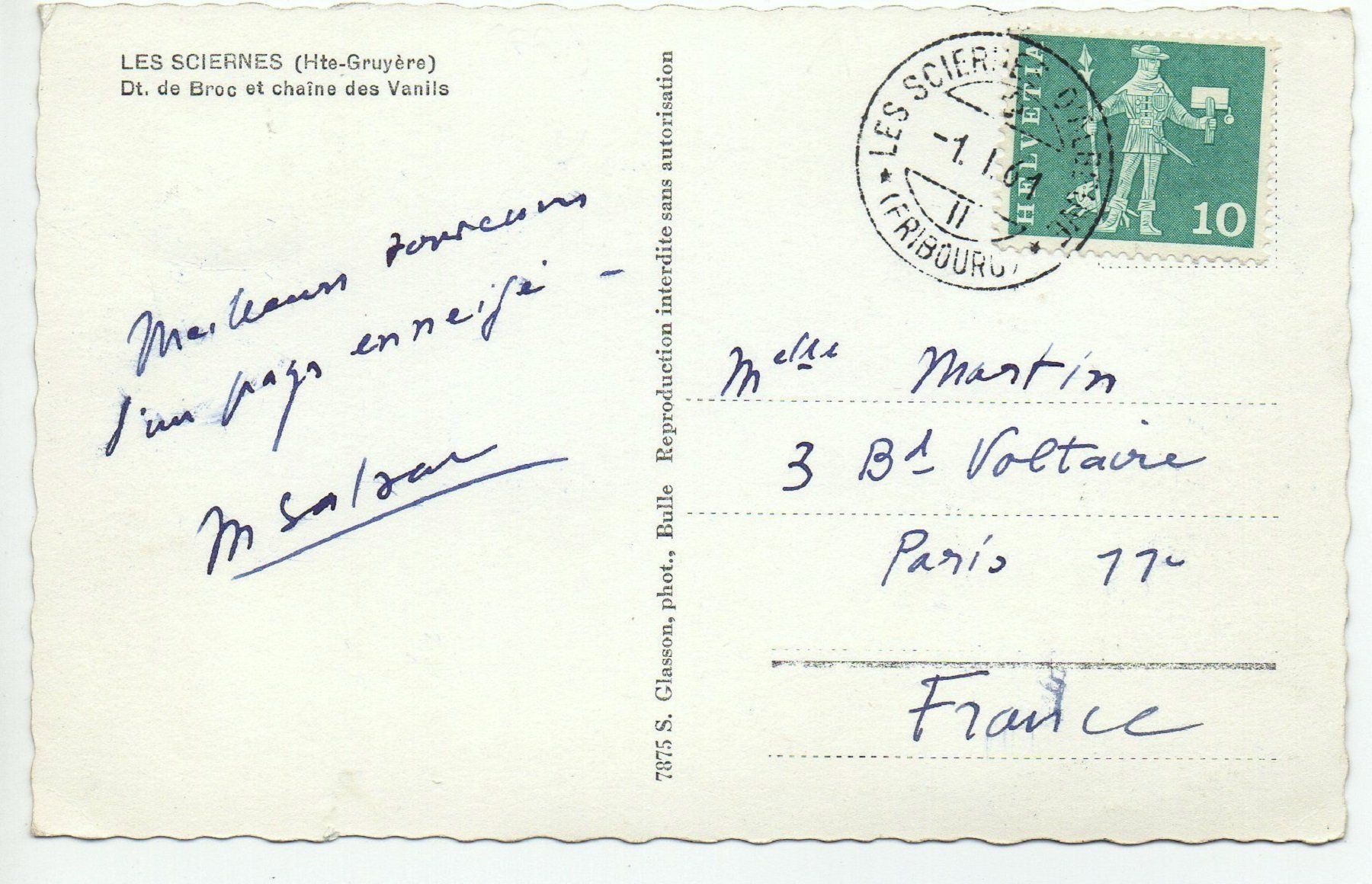 Cartoline postali: LES SCIERNES en hiver - Pferdeschlitten – Usato da Jona venduto da philajona 1