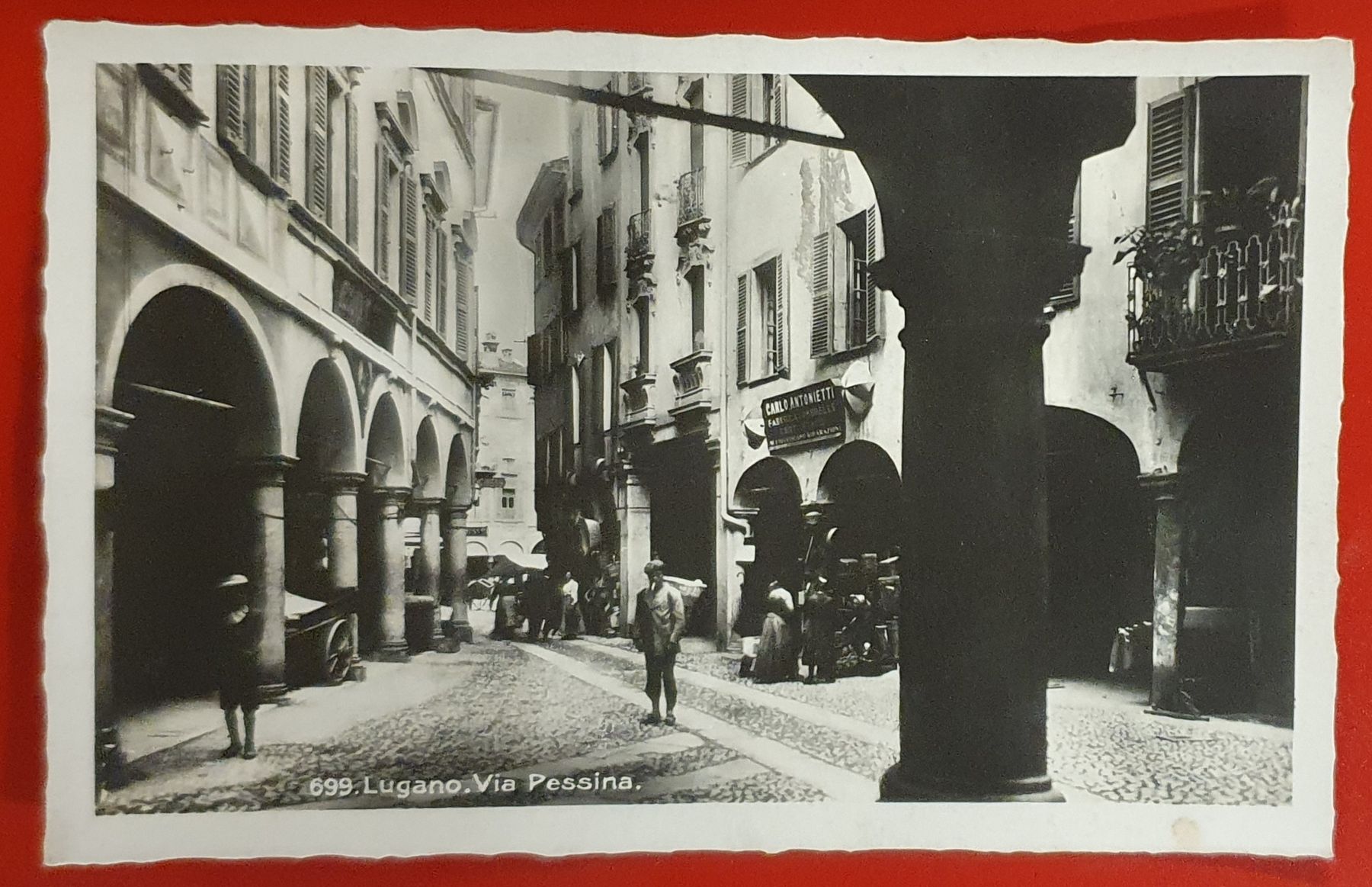 Cartoline postali: Lugano 1927 - Via Pessina, belebt – Usato da Kreuzlingen venduto da Rschweiz1