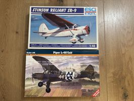 Modellbausatz Flugzeug Stinson SR-9 und Piper L-4H