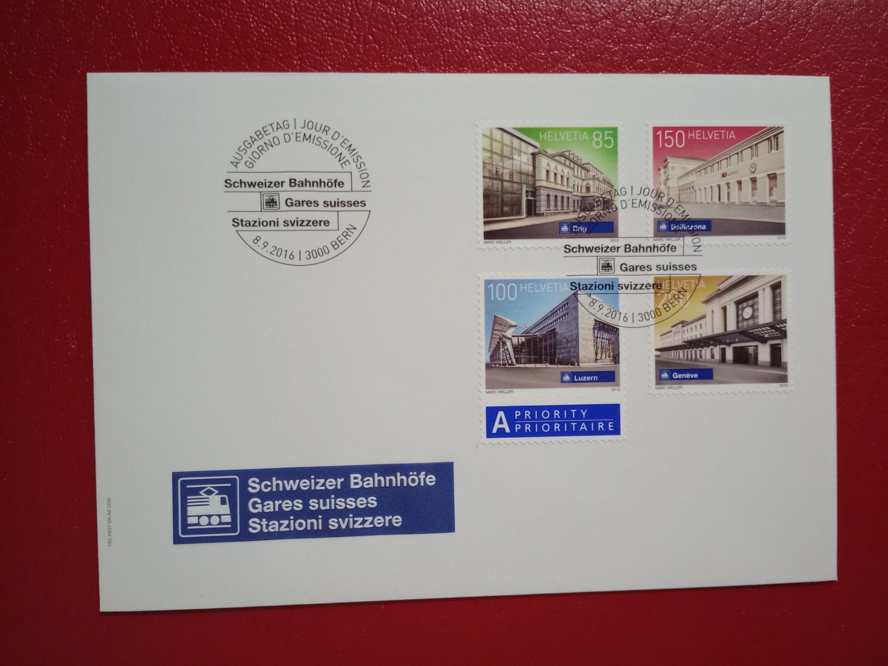 Alle Briefmarken: FDC Schweizer Bahnhöfe mit Satz ET Stempel 2016 – Gebraucht aus Küttigen von Melisch1000