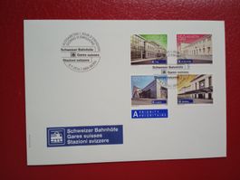 FDC Schweizer Bahnhöfe mit Satz ET Stempel 2016