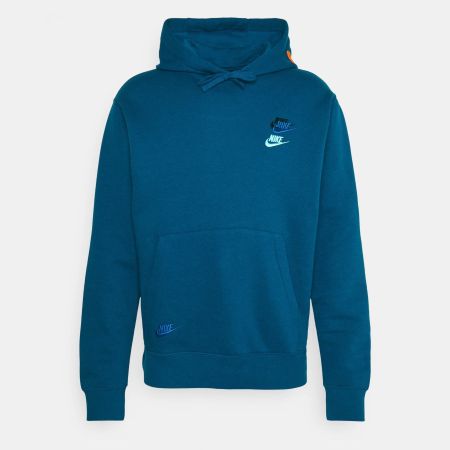 Sweat à capuche NIKE bleu, logo triple empilé