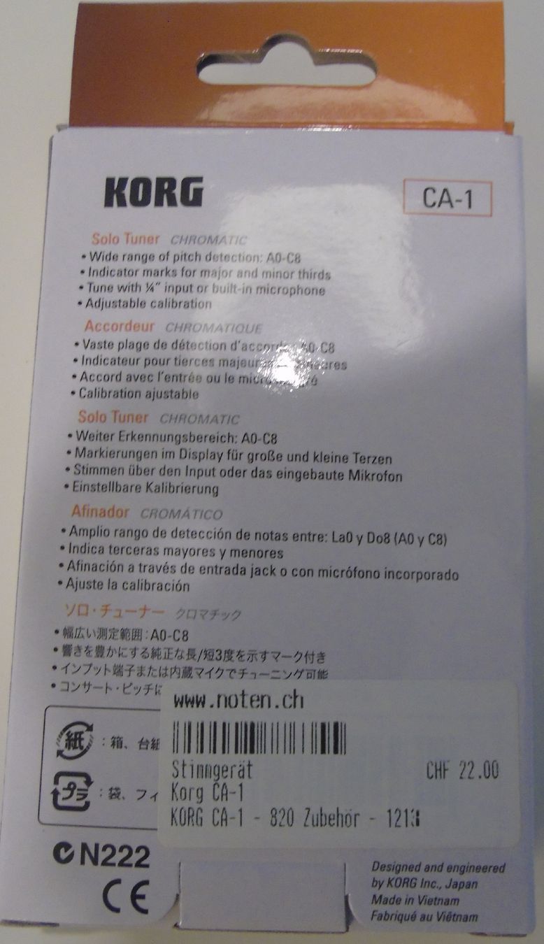 Korg Strumenti musicali: Solo Tuner Chromatik CA-1 – Nuovo e nell'imballaggio originale da Othmarsingen venduto da Paedi576 1
