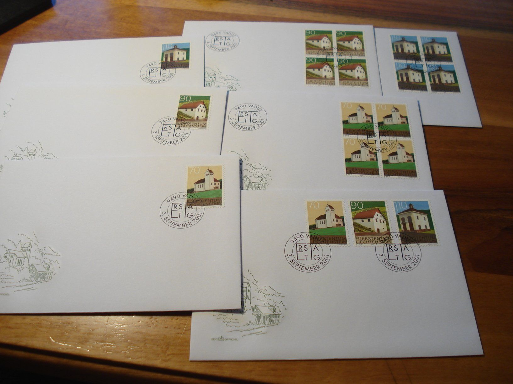 Alle Briefmarken: Liechtenstein 2001, Gebäude, Satz, Einzel + 4erbl – Gebraucht aus Niederwil AG von morostahu 1