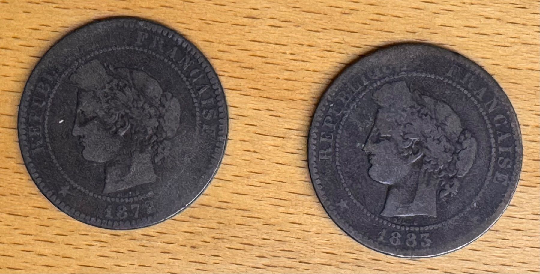 Alle Münzen: 2 x  Cérès - 10 Centimes - Frankreich - ab 1872 – Gebraucht aus Andwil SG von Ariisa1234