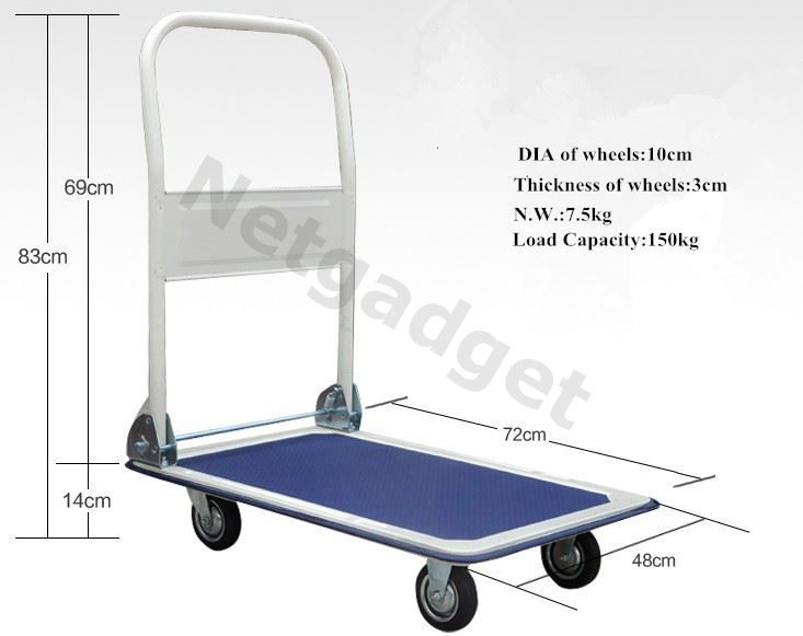 Carrelli di trasporto: Blauer Plattformwagen - Trolley 150Kg – Nuovo e nell'imballaggio originale da Yverdon-les-Bains venduto da Netgadget 2