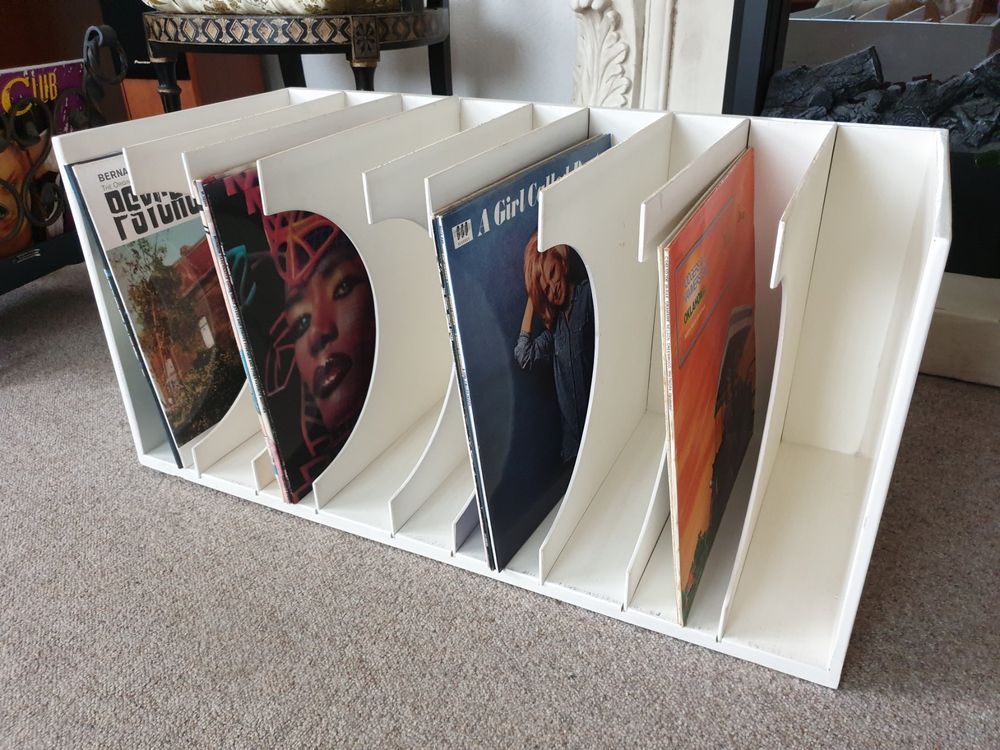 IKAYAA Schallplatten Regal Holz - Vintage Plattenschrank 84.5x38x89cm