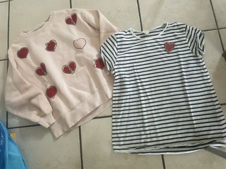 Zara Mädchen Set, Gr. 164, Pulli und Shirt mit Herz Applikat