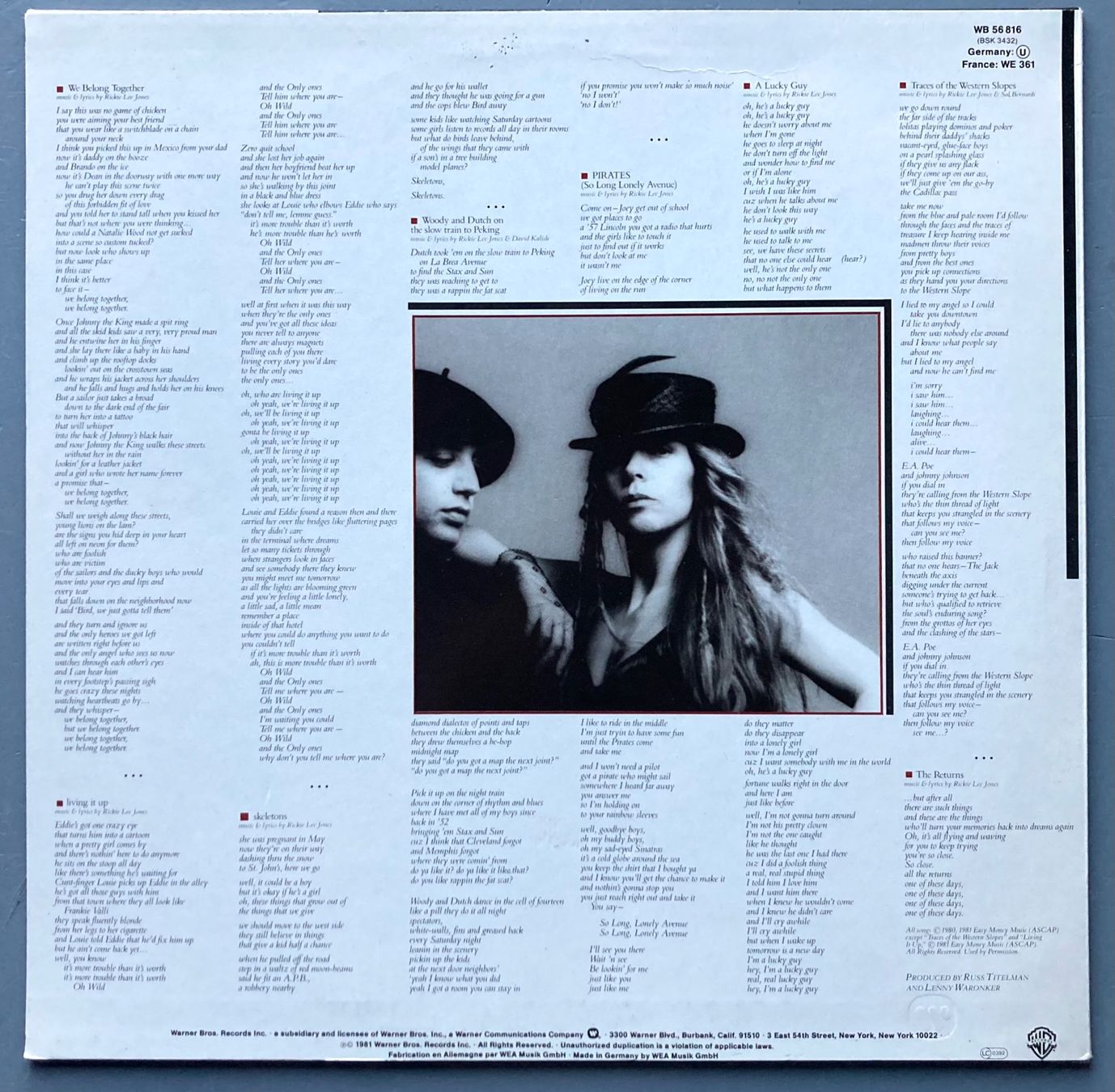 Dischi in vinile: RICKIE LEE JONES - PIRATES – Usato da Poliez-Pittet venduto da Newtown-Records 1