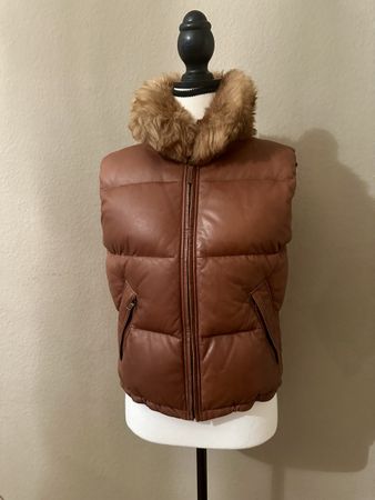 Ralph Lauren doudoune sans manches 100% cuir agneau taille S