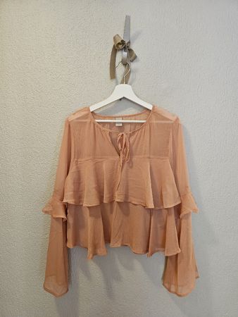 🤎Romantische Chiffonbluse mit Volants – Grösse M🤎