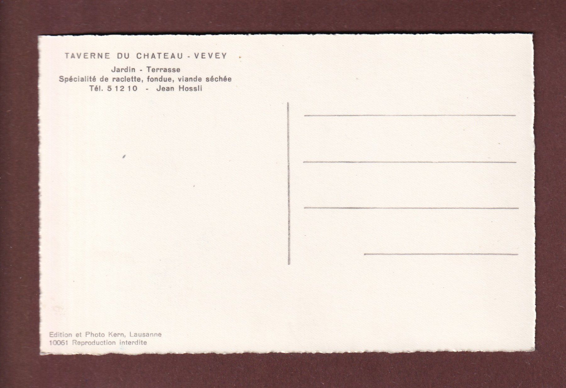 Cartoline postali: VEVEY - Taverne du Château – Usato da Pully venduto da nicecards-shop 1