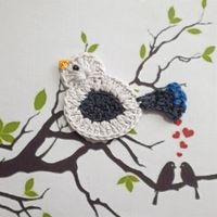 1 Stück Vogel Spatz (L) gehäkelt , crochet, uncinetto 756