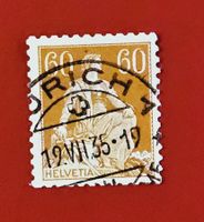 HELVETIA MIT SCHWERT 140Z VOLLSTEMPEL ZÜRICH 1935