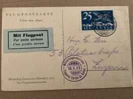 1925 Karte Dübendorf - Luzern Militärflug - Konkurrenz
