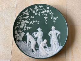 Phanolith, Teller Mettlach Villeroy&Boch, Ernte, ca. 1900