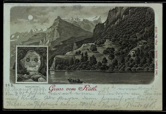 Ansichtskarten: Mondschein-Lithographie Rütli, Monument – Gebraucht aus Berlin von bartko-reher