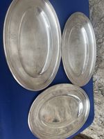 3 Servierplatten Gebrüder Hepp Metall oval gebraucht