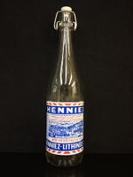 alte Flasche HENNIEZ LITHINÉE Einbrand-Etikett Email 1959