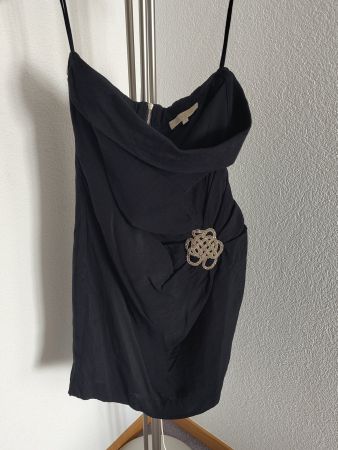 Sandro Paris Bandeau- Kleid schwarz mit Glitzer Gr. XS