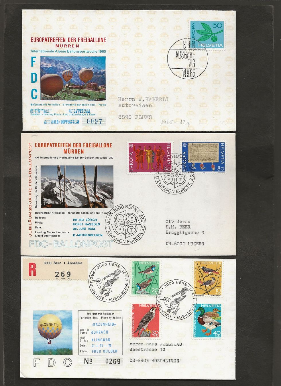 Tutti i francobolli: 9 Ballon FDC Schweiz  Mürren – Usato da Au ZH venduto da xelagreb01 1