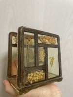 Vintage Serviettenhalter aus Glas mit Pflanzen – Handarbeit
