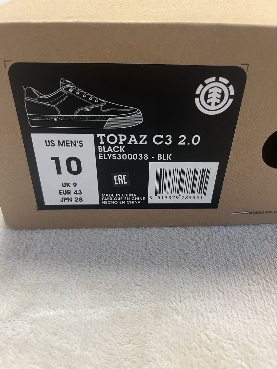 Element Scarpe da uomo: Element Topaz C3 2.0 Black, Grösse 43, NEU, Schwarz – Nuovo e nell'imballaggio originale da Rotkreuz venduto da maracaibo1991