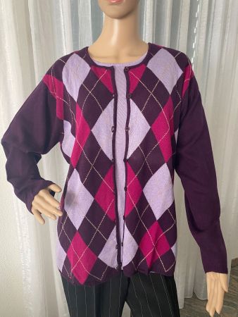 2 in 1seltenes 55% Seiden RHOMBEN Twin-Set, lila, Gr. XL