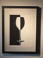 Tableau encadré, verre à vin, noir et blanc, A3