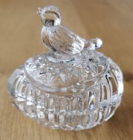 Glasdose Bohemia mit Vogel Deckel  Kristall, sehr schön! 
